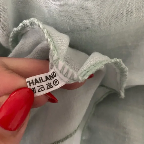 Zumi 100% Cotton Light Green Midi Dress Flowy Sleeveless V-Neck Natural Boho - Picture 7 of 7